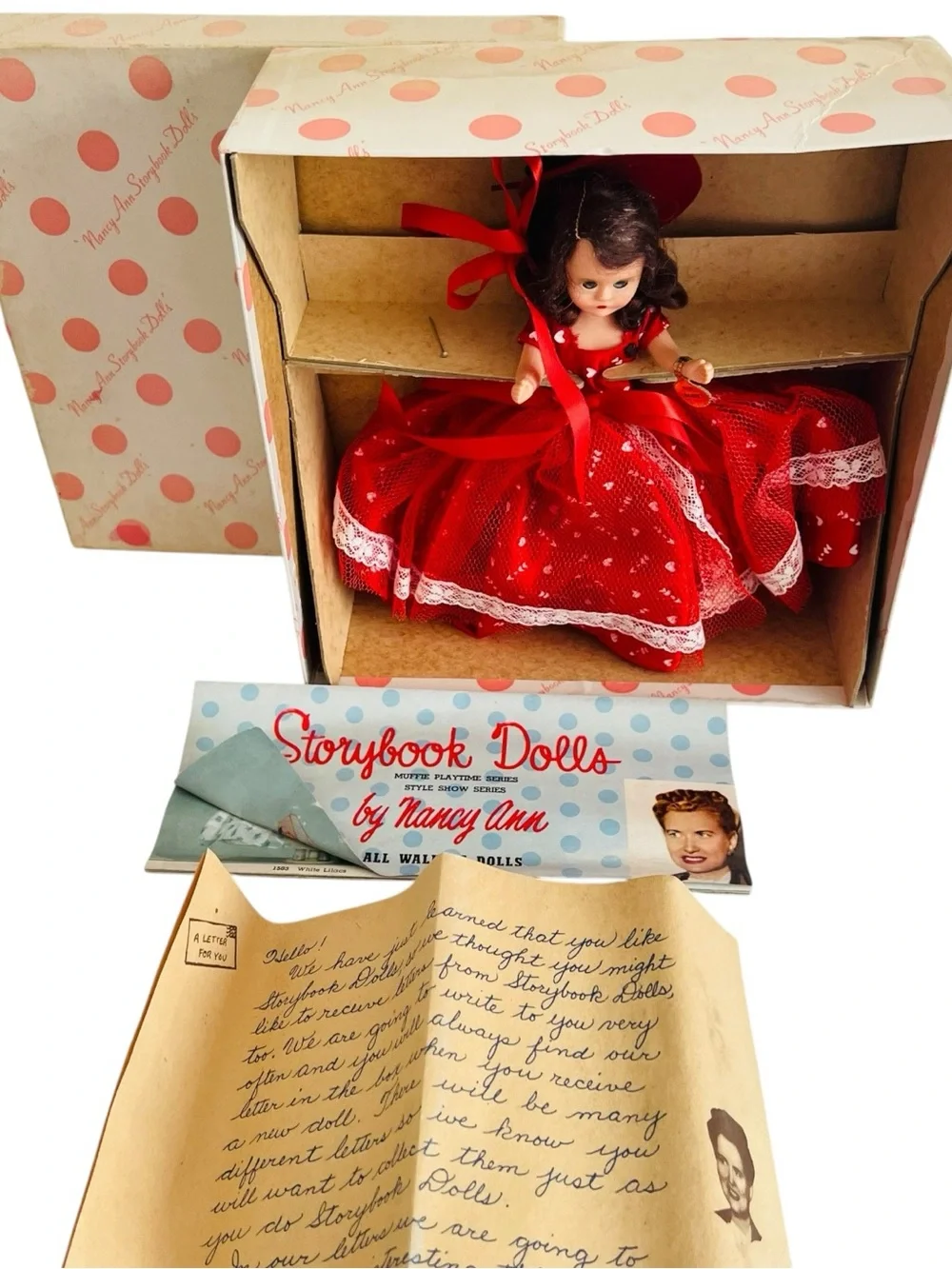 Storybook Dolls by Nancy Ann Red Polka Dot Dress Doll